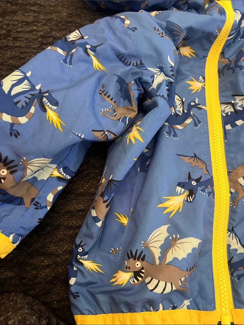 Harley Kids Blue Dragon Hooded Jacket with Yellow Trim size 2